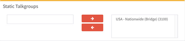 Static Talkgroups section