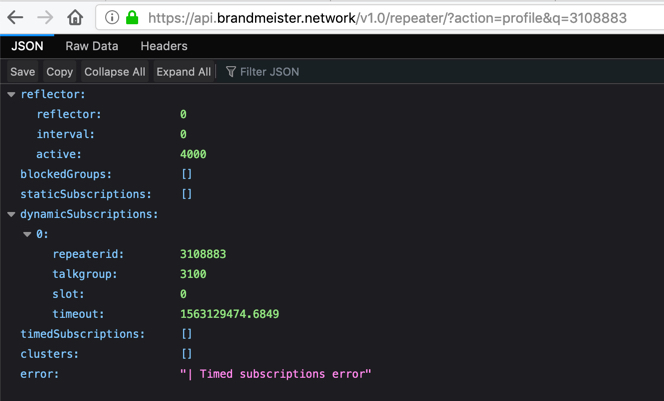 Status of static and auto-static talkgroups shown in browser