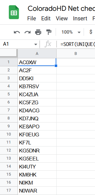 Operator view unique callsigns example